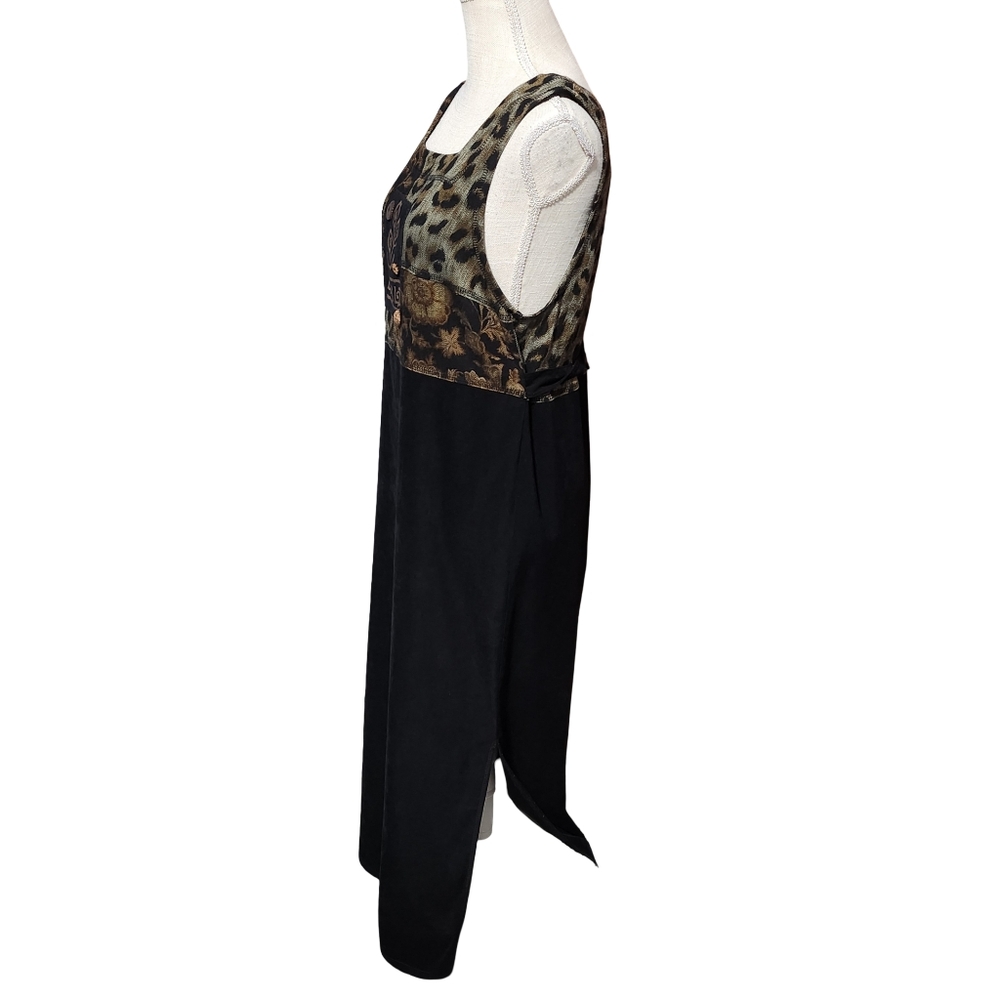 NINA PICCALINO Vintage Jumper Maxi Dress Womens Size 8 Black Leopard Artsy Retro - Picture 5 of 9